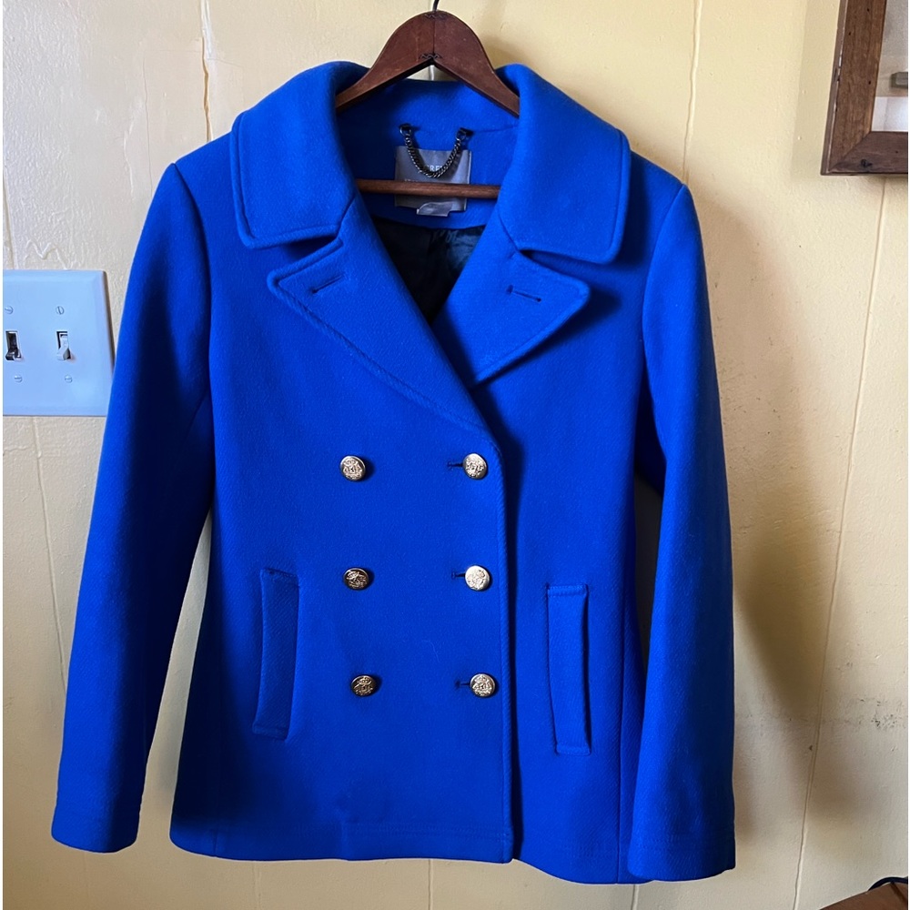 J Crew Stadium Cloth Nello Gori Majesty Cobalt Wool Peacoat 4P